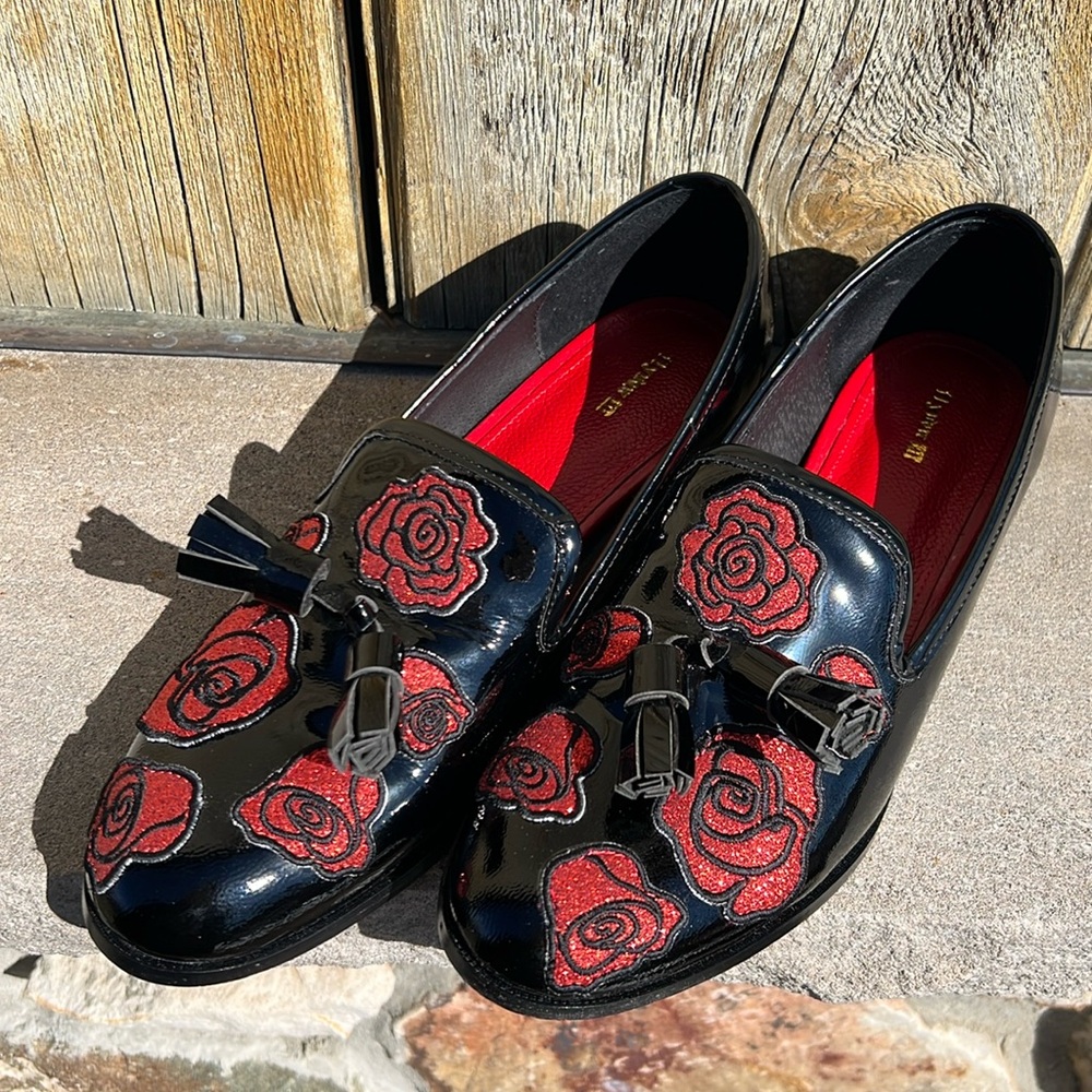 ✨Designer loafer with embroidery roses size 38